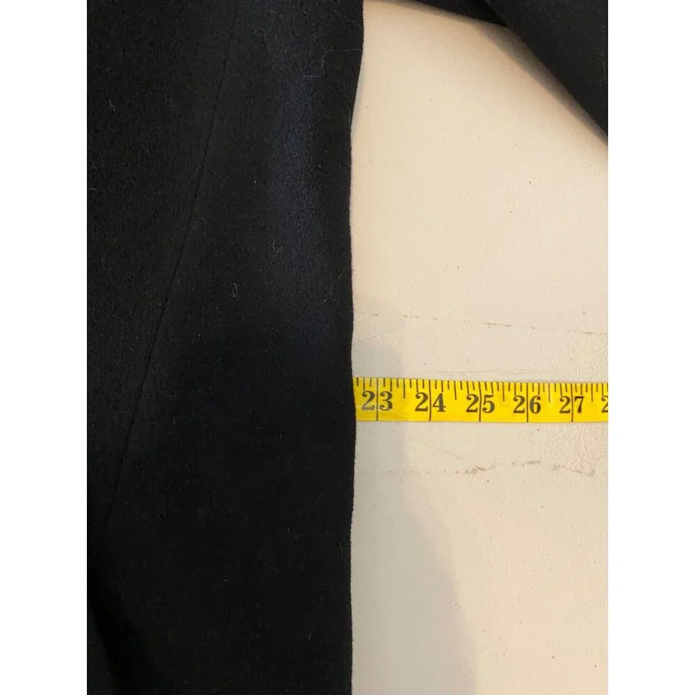 Lauren Ralph Lauren Black Wool Double-Breasted Overcoat Size 42 Long - Picture 12 of 15